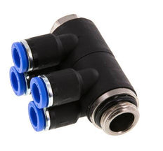 8mm x G3/8'' 4-way Manifold Messing/PA 66 Insteekfitting Buitendraad Draaibaar NBR