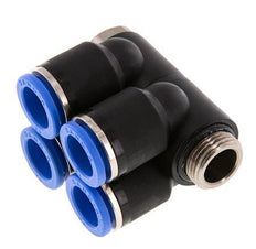 12mm x G3/8'' 4-way Manifold Messing/PA 66 Insteekfitting Buitendraad Draaibaar NBR