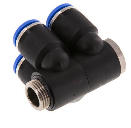 12mm x G3/8'' 4-way Manifold Messing/PA 66 Insteekfitting Buitendraad Draaibaar NBR
