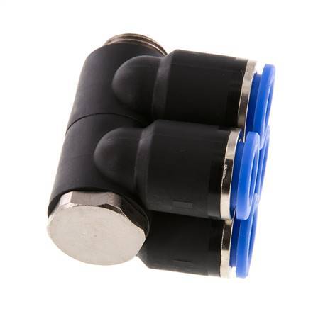 12mm x G3/8'' 4-way Manifold Messing/PA 66 Insteekfitting Buitendraad Draaibaar NBR