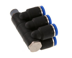 8mm x R1/8'' 6-way Manifold Messing/PA 66 Insteekfitting Buitendraad Draaibaar NBR