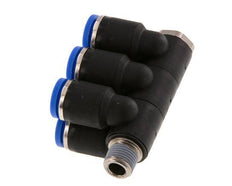 8mm x R1/8'' 6-way Manifold Messing/PA 66 Insteekfitting Buitendraad Draaibaar NBR