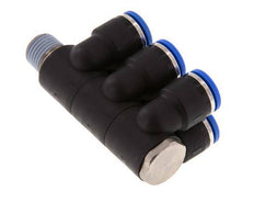 10mm x R1/4'' 6-way Manifold Messing/PA 66 Insteekfitting Buitendraad Draaibaar NBR
