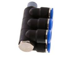10mm x R1/4'' 6-way Manifold Messing/PA 66 Insteekfitting Buitendraad Draaibaar NBR