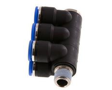 10mm x R1/4'' 6-way Manifold Messing/PA 66 Insteekfitting Buitendraad Draaibaar NBR