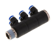 6mm x R3/8'' 6-way Manifold Messing/PA 66 Insteekfitting Buitendraad Draaibaar NBR