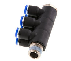 8mm x R3/8'' 6-way Manifold Messing/PA 66 Insteekfitting Buitendraad Draaibaar NBR