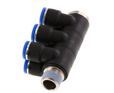 10mm x R3/8'' 6-way Manifold Messing/PA 66 Insteekfitting Buitendraad Draaibaar NBR