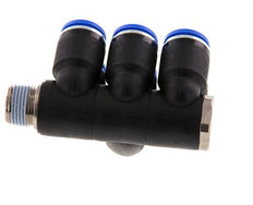 12mm x R3/8'' 6-way Manifold Messing/PA 66 Insteekfitting Buitendraad Draaibaar NBR