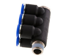 12mm x R3/8'' 6-way Manifold Messing/PA 66 Insteekfitting Buitendraad Draaibaar NBR