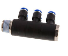 8mm x R1/2'' 6-way Manifold Messing/PA 66 Insteekfitting Buitendraad Draaibaar NBR
