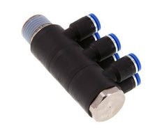 8mm x R1/2'' 6-way Manifold Messing/PA 66 Insteekfitting Buitendraad Draaibaar NBR