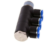 8mm x R1/2'' 6-way Manifold Messing/PA 66 Insteekfitting Buitendraad Draaibaar NBR