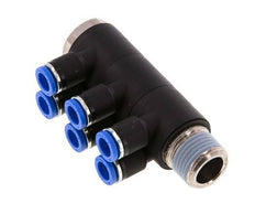 8mm x R1/2'' 6-way Manifold Messing/PA 66 Insteekfitting Buitendraad Draaibaar NBR
