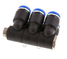 8mm x G1/8'' 6-way Manifold Messing/PA 66 Insteekfitting Buitendraad Draaibaar NBR