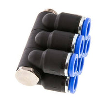 8mm x G1/8'' 6-way Manifold Messing/PA 66 Insteekfitting Buitendraad Draaibaar NBR