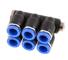 8mm x G1/8'' 6-way Manifold Messing/PA 66 Insteekfitting Buitendraad Draaibaar NBR