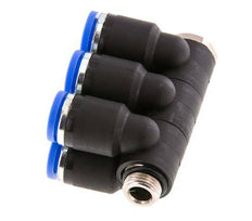 8mm x G1/8'' 6-way Manifold Messing/PA 66 Insteekfitting Buitendraad Draaibaar NBR