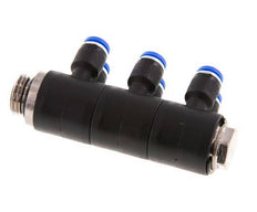 4mm x G1/4'' 6-way Manifold Messing/PA 66 Insteekfitting Buitendraad Draaibaar NBR