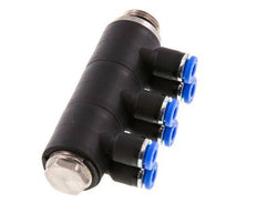 4mm x G1/4'' 6-way Manifold Messing/PA 66 Insteekfitting Buitendraad Draaibaar NBR