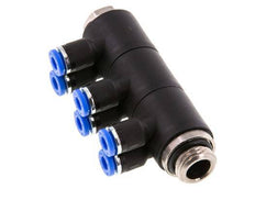 4mm x G1/4'' 6-way Manifold Messing/PA 66 Insteekfitting Buitendraad Draaibaar NBR