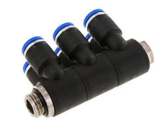 8mm x G1/4'' 6-way Manifold Messing/PA 66 Insteekfitting Buitendraad Draaibaar NBR