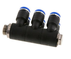 8mm x G1/4'' 6-way Manifold Messing/PA 66 Insteekfitting Buitendraad Draaibaar NBR