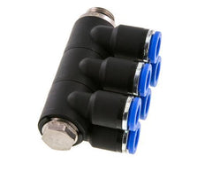 8mm x G1/4'' 6-way Manifold Messing/PA 66 Insteekfitting Buitendraad Draaibaar NBR
