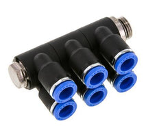 8mm x G1/4'' 6-way Manifold Messing/PA 66 Insteekfitting Buitendraad Draaibaar NBR