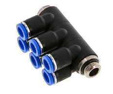 8mm x G1/4'' 6-way Manifold Messing/PA 66 Insteekfitting Buitendraad Draaibaar NBR