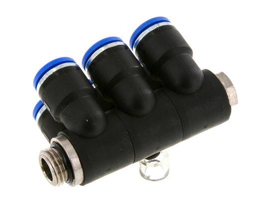 10mm x G1/4'' 6-way Manifold Messing/PA 66 Insteekfitting Buitendraad Draaibaar NBR