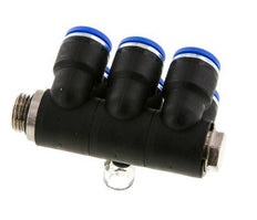 10mm x G1/4'' 6-way Manifold Messing/PA 66 Insteekfitting Buitendraad Draaibaar NBR
