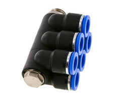 10mm x G1/4'' 6-way Manifold Messing/PA 66 Insteekfitting Buitendraad Draaibaar NBR