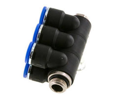 10mm x G1/4'' 6-way Manifold Messing/PA 66 Insteekfitting Buitendraad Draaibaar NBR