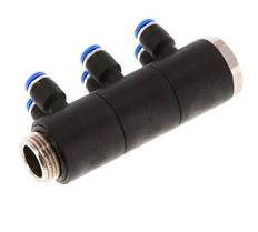 4mm x G3/8'' 6-way Manifold Messing/PA 66 Insteekfitting Buitendraad Draaibaar NBR