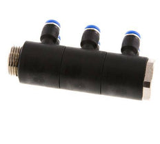 4mm x G3/8'' 6-way Manifold Messing/PA 66 Insteekfitting Buitendraad Draaibaar NBR