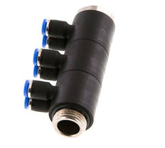 4mm x G3/8'' 6-way Manifold Messing/PA 66 Insteekfitting Buitendraad Draaibaar NBR