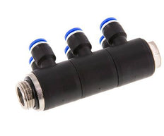 6mm x G3/8'' 6-way Manifold Messing/PA 66 Insteekfitting Buitendraad Draaibaar NBR