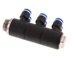 6mm x G3/8'' 6-way Manifold Messing/PA 66 Insteekfitting Buitendraad Draaibaar NBR