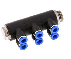 6mm x G3/8'' 6-way Manifold Messing/PA 66 Insteekfitting Buitendraad Draaibaar NBR