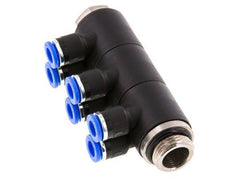 6mm x G3/8'' 6-way Manifold Messing/PA 66 Insteekfitting Buitendraad Draaibaar NBR