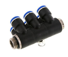10mm x G3/8'' 6-way Manifold Messing/PA 66 Insteekfitting Buitendraad Draaibaar NBR