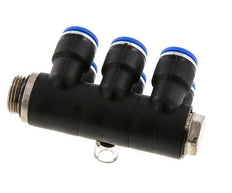 10mm x G3/8'' 6-way Manifold Messing/PA 66 Insteekfitting Buitendraad Draaibaar NBR