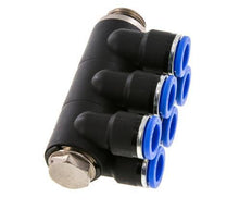 10mm x G3/8'' 6-way Manifold Messing/PA 66 Insteekfitting Buitendraad Draaibaar NBR