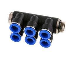 10mm x G3/8'' 6-way Manifold Messing/PA 66 Insteekfitting Buitendraad Draaibaar NBR