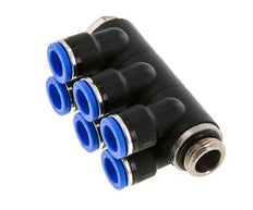 10mm x G3/8'' 6-way Manifold Messing/PA 66 Insteekfitting Buitendraad Draaibaar NBR