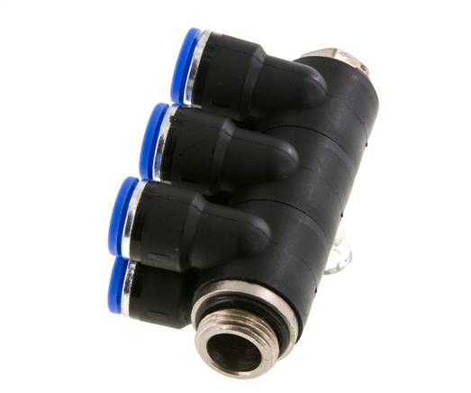 10mm x G3/8'' 6-way Manifold Messing/PA 66 Insteekfitting Buitendraad Draaibaar NBR