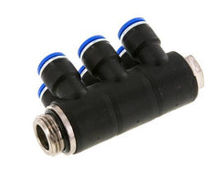 10mm x G1/2'' 6-way Manifold Messing/PA 66 Insteekfitting Buitendraad Draaibaar NBR