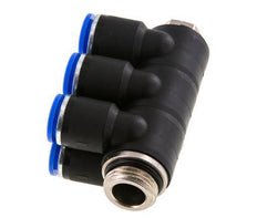 12mm x G1/2'' 6-way Manifold Messing/PA 66 Insteekfitting Buitendraad Draaibaar NBR