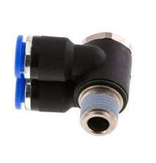 6mm x R1/8'' Double 90deg Elbow Messing/PA 66 Insteekfitting Buitendraad Draaibaar NBR [2 Stuks]